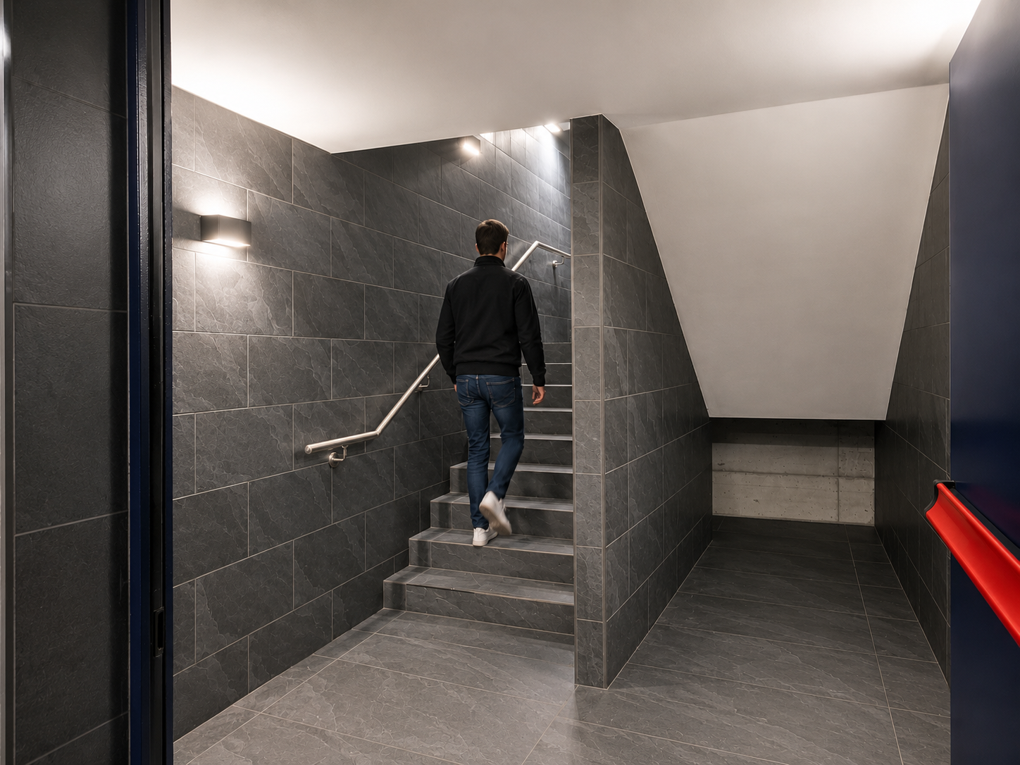 Scala pedonale interna per l’uscita dal parcheggio